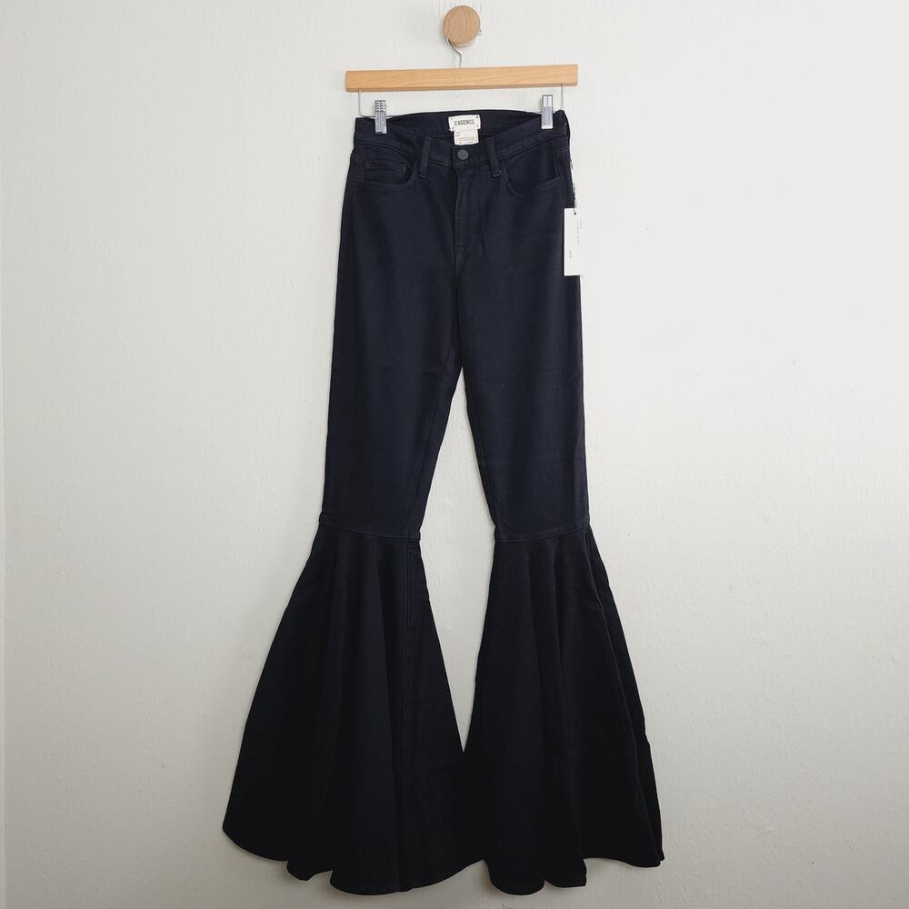 L'Agence Sevyn High Rise Super Flare Jeans NWT Faded Black Bellbottoms Size 25